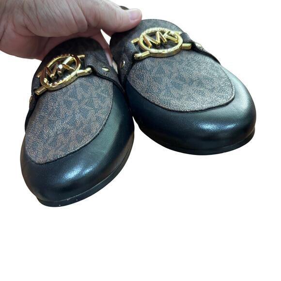 Michael Kors Rory leather loafers slip on shoes US 9.5M black brown monogram - Picture 6 of 11